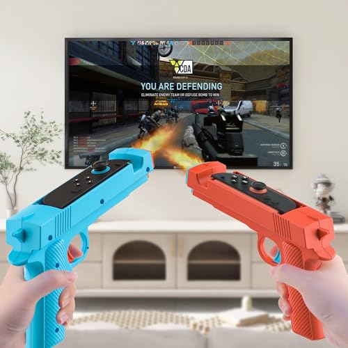 GLDRAM Switch 2 Shooting Game Grip Controller, Replacement Joycon Hand Grips Accessories Compatible with Nintendo Switch 2 Shooter Huntering Games, 2 Pack - Blue & Orange