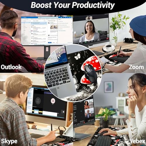 Large Mouse Pad and Keyboard Wrist Rest, Desk Pad for Keyboard and Mouse, 4-in-1 Large Gaming Mouse Pad with Wrist Support, Desk Mat for Home Office Study Game,Mushrooms Snails Butterflies - color: Mushrooms Snails Butterflies