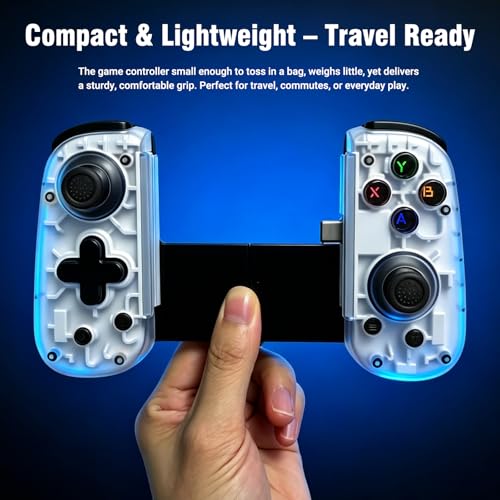 Joso Mobile Game Controller with USB-C Plug & Play, Wireless & Wired Gamepad for iPhone/Android & Switch with Hall Effect Joysticks/Dual Vibration/Turbo, Supports Cloud Gaming & Streaming (White) - color: White