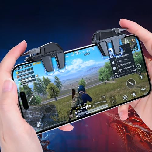 EasEasy PUBG Game Trigger, Mobile Phone Controller Compatible for PUBG/Rules of Survival/Knives Out, 6 Fingers Trigger with Sensitive Aim and Shoot Smartphone Joystick for iPhone & Android-Black - color: Black 1