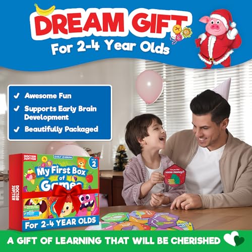 Doctor Jupiter My First Box of Games for Ages 2-4 | Set of Monster Munch, Scavenger Hunt Sight Word Board Games | Montessori Educational Toys, Learning Activites - style: My First Box of Games: 2+
