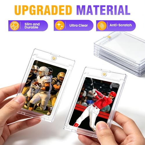 BURVAGY 60ct Magnetic Card Holder, 35pt Slim One Touch Card Holders, UV Protection Waterproof Hard Plastic Card Display Case Protectors Sleeves for Trading Cards, Sports, Game Cards, Football Baseball - size: 60 Pack