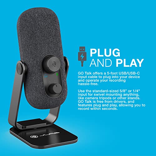 JLab, Go Talk, USB-C Microphone, Cardioid Omnidirectional, Plug and Play, Black - color: Black
