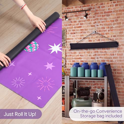 Drydiet Mahjong Mat for Table 31.5 x 31.5 Inch American Mahjong Mat with Carrying Bag, Non-Slip Noise Reduction Table Item for Family Poker Domino Board Game Night & Party Use(Disco Ball) - style: Disco Ball
