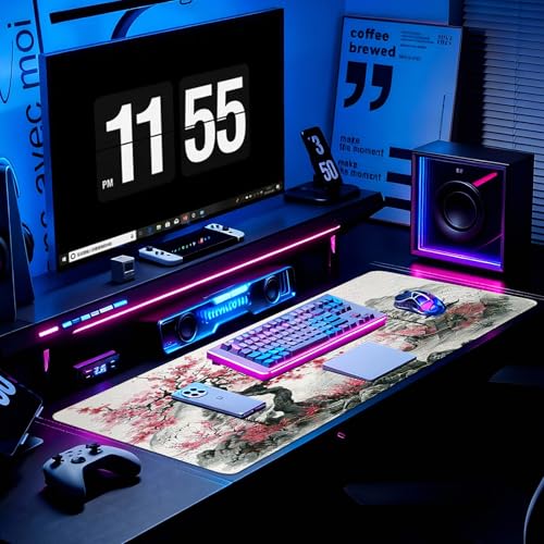 Gaming Mouse Pad, Desk Mat for Keyboard and Mouse, Large Mouse Pad for Desk, Computer Mousepad - color: Japanese Ink Painting