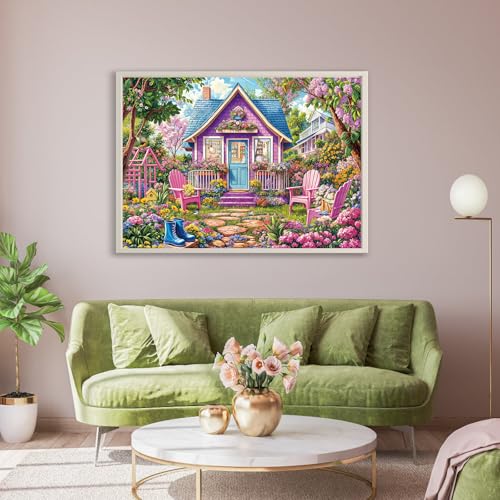 Puzzles for Adults 1000 Pieces,Pink Flower Room Jigsaw Puzzle with 1:1 HD Poster, Perfect Interlocking No Dust, Stress Relief Ideal Gift for Family Games - color: Pink Flower Room