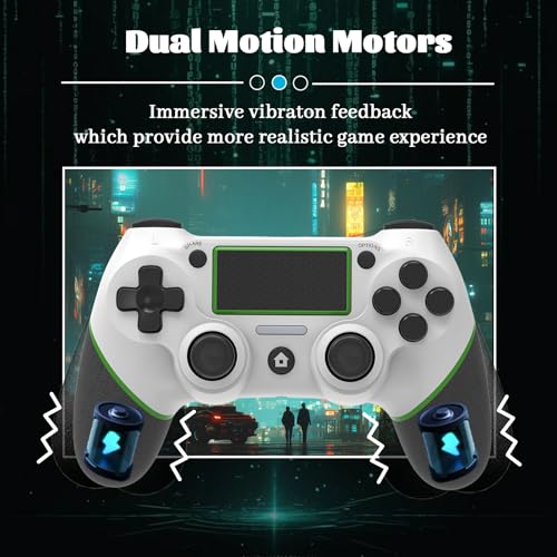 LZXWAWA Controller Compatible with PS4 Console,Wireless Controller for Ps4 Controller/Pro/Slim/PC Windows,with Built-in Speaker/Touchpad/Six-axis Motion Control/Vibration/Charging Cable,White - color: White Green