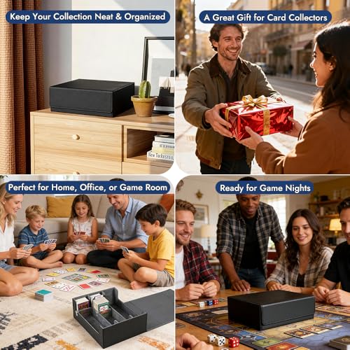 Shintop Card Storage Box for 1800+ Trading Cards, Deck Organizer Case with 24 Dividers, 30 Labels & 3 Supporters, Magnetic Closure Card Collection Holder Fit for Mtg, Yugioh, Tcg