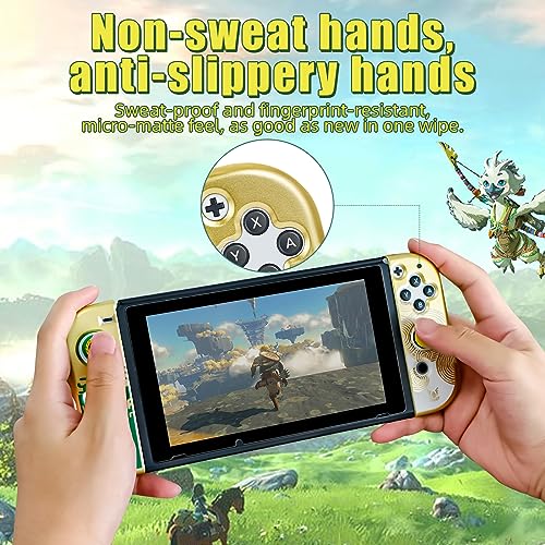 BRHE Protect Case for Nintendo Switch Dockable PC Protective Cover with Comfortable TPU Joy-Con Grip Case,4 Thumb Stick Caps and Tempered Glass Screen Protector(Zelda Tear of The Kingdom)