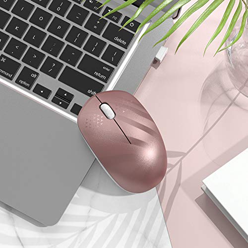 seenda Wireless Mouse, 2.4G Noiseless Mouse with USB Receiver Portable Computer Mice for PC, Tablet, Laptop, Notebook - Rose Gold&White - color: Rose Gold and White