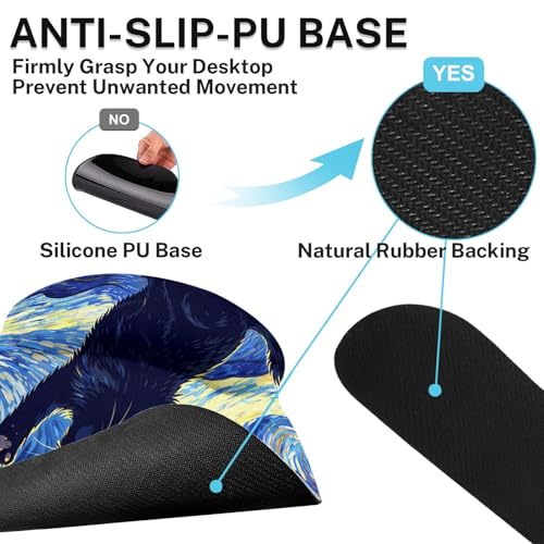 Britimes Cat Blue Moonlight Keyboard Mouse Pad Set Oil Painting Abstract 4in1 Large Mousepad+Keyboard Wrist Rest+Mouse Wrist Rest+Coaster Ergonomic Design for Home Office Computer 35.4x15.7 inches - color: Cat Blue Moonlight