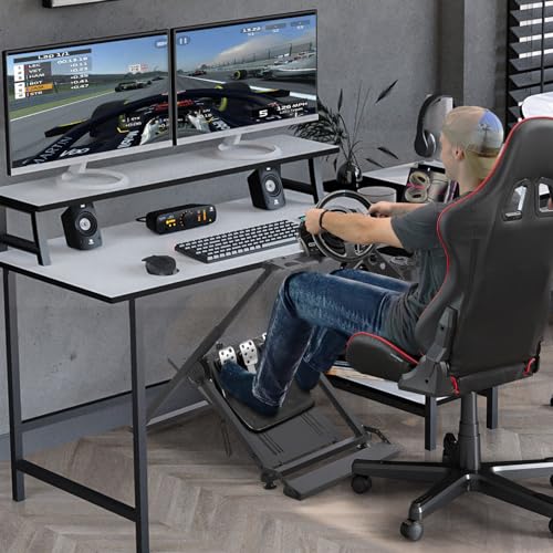 Garvee Racing Wheel Stand, Compatible with Logitech G25 G27 G29 G920 Thrustmaster T330TS Gaming Cockpit Height Adjustable Foldable Gaming Steering Wheel Stand NOT Included, Black