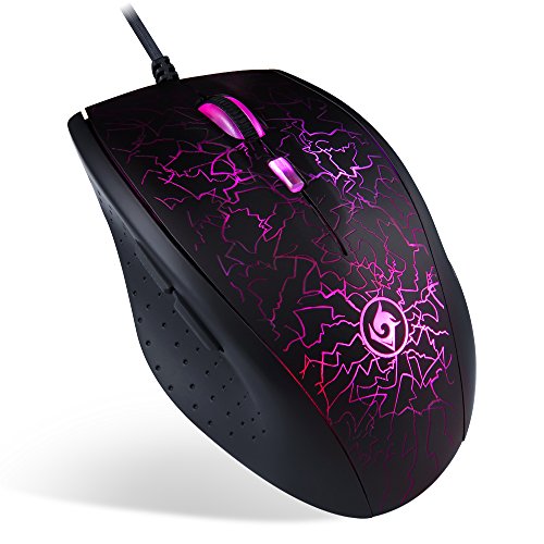 EagleTec MG030 2400 DPI Programmable Optical Gaming Mouse for PC, 6-Buttons, 2 Programmable Side Buttons, 4 LED Lighting Modes (Black)
