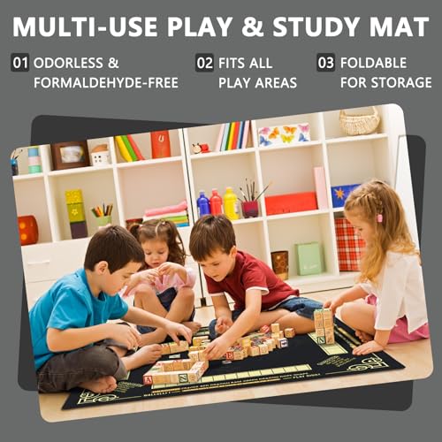 Mahjong Mat with Rules, 31.5" X 31.5" Noise Reduction Mahjong Table Cover with Carrying Bag and 3 Dice, Mahjong Lovers Gifts Non Slip Gaming Mat for Board Tile Games Poker Card Dominoes Game Nights - color: A06