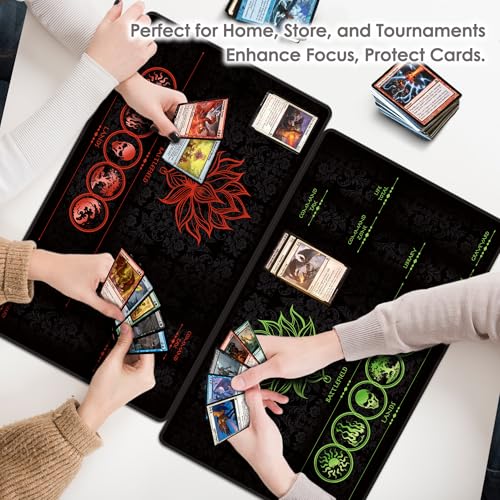 MTG Playmat 5 Pack with Zones – Lotus Sketch Collection, 24x14 Card Game Mat for Magic The Gathering, Stitched Edge, Non-Slip Rubber Base, 5 Prismatic Playmat Tubes – Lotus Sketch 5-Pack - color: Lotus Sketch 5-pack