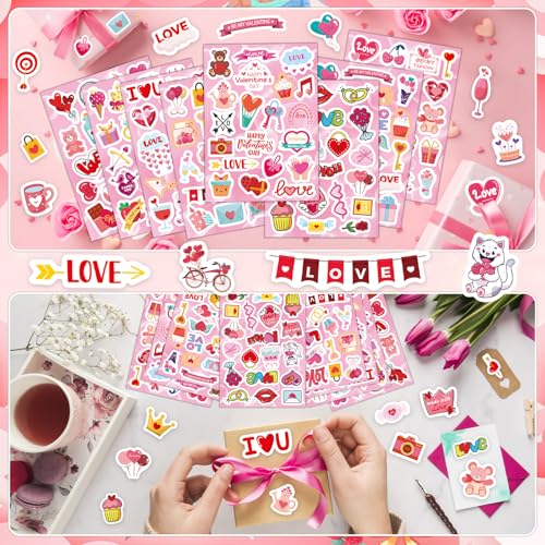 24 Sheets Valentine Stickers for Kids - 8 Diverse Valentines Love Stickers Designs - Valentine's Day Party Favors Crafts Gifts & Decorations Activities Supplies - style: Valentine's Day Party