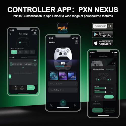 PXN P5 Wireless Gaming Controller - Hall Joystick, Hall Trigger, 6-Axis Motion, 4 Back Buttons, Compatible with PC, Switch/Switch2, iOS, Android (Black) - color: Black
