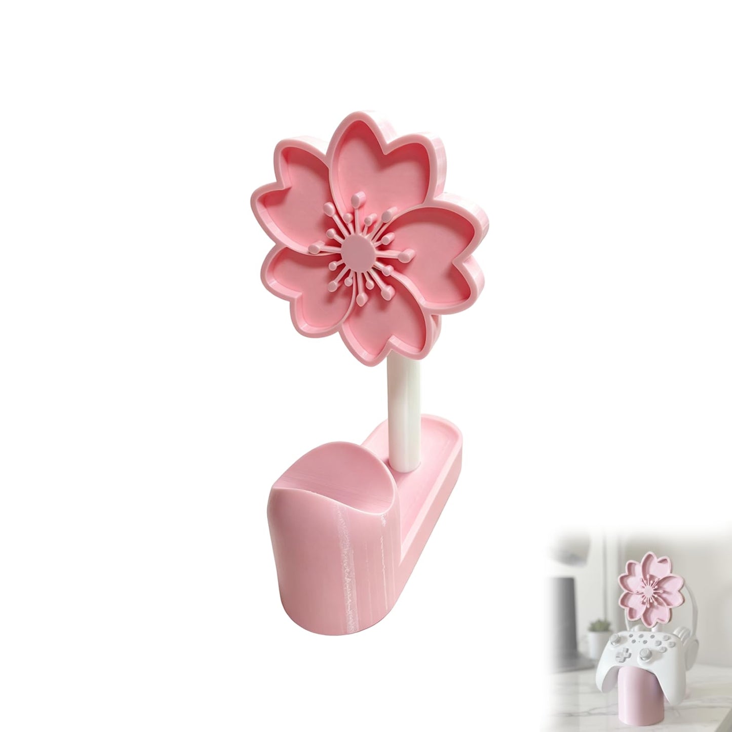Cherry Blossom Headphone Stand for Gaming Headsets and Controllers, Sakura Desk Display Holder for Cute Setup