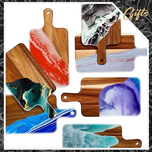 Nuenen 10 Pcs Wood Cutting Board with Handle 15.7 x 7.8 Inch Acacia Wooden Serving Kitchen Chopping Boards for Pizza, Bread, Cheese, Charcuterie, Fruit, Vegetables(Acacia) - color: Acacia, size: 15.7"L x 7.8"W