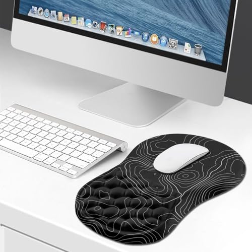 Hokafenle Ergonomic Mouse Pad Wrist Support, Wrist Rest Mousepad for Carpal Tunnel Pain Relief with Integrated Memory Foam Slope Massage Bulge (11.8x7.9 inch,Topographic Contour) - color: KM01-Topographic Contour