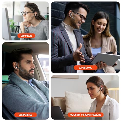 Delton Ultralight Bluetooth Headset with Noise Cancelling Microphone | Bluetooth Earpiece with Charging Case, Auto Pair USB Dongle for PC/Laptop, Compatible with MS Teams, Zoom and More - Black