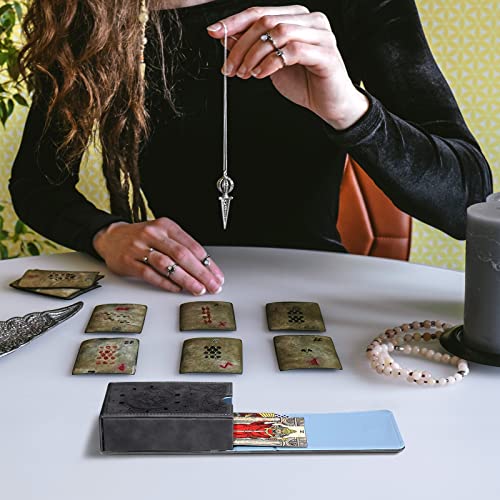 Coume PU Leather Tarot Cards Case Moon Design Playing Cards Holder Tarot Deck Protective Case for Most Standard Size Playing Gothic Oracle(Star Style) - style: Star Style