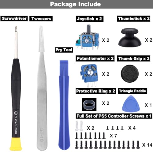 IKPEK 2 Pack Analog 3D Joysticks Replacement for PS5 Controller, Joysticks Part with Repair Screwdriver Kit for Playstation 5 DualSense Controller - color: Green - 2pcs