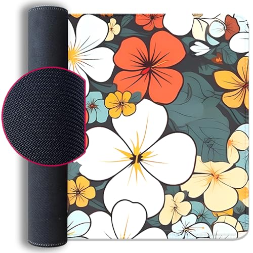 Boho Abstract Floral Mouse Pad Desk Mat,27.5X11.8 in Extended Gaming Mouse Pads with Stitched Edges,Non-Slip Waterproof Rubber Base Mouse Mat for Office,Computer,Keyboard,Laptop and Home Desk Mat - color: Blho Abstact Flower