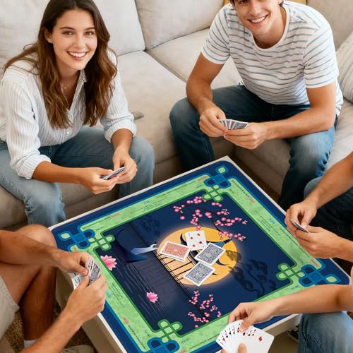 KUNTE Mahjong Mat, Serene Moon, 32"x32" | Non-Slip, Quiet, Waterproof, Foldable, For American Mahjong - color: Serene Moon