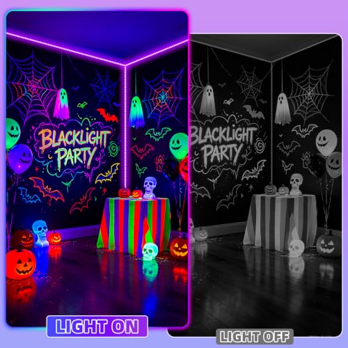50 Foot Black Light Strip & Remote, 900LEDs, Dimmable, 3 Lighting Modes | 12V Flexible Black Lights forHalloween, Glow Neon Party, Bedroom, Classroom, Fluorescent Decor Tapestry Poster, Indoor - size: 50FT