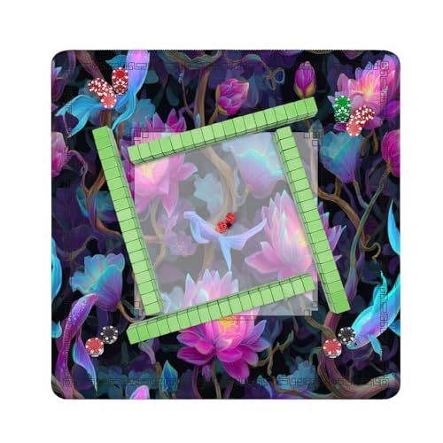 Mahjong Mat 31.5" x 31.5" Serene Watercolor Pond Lotus Flowers Pastel Gold Non-Slip Noise Reduction Mahjong Tiles Table Cover for Dominoes Poker Card Board and Tile Games - color: Color9