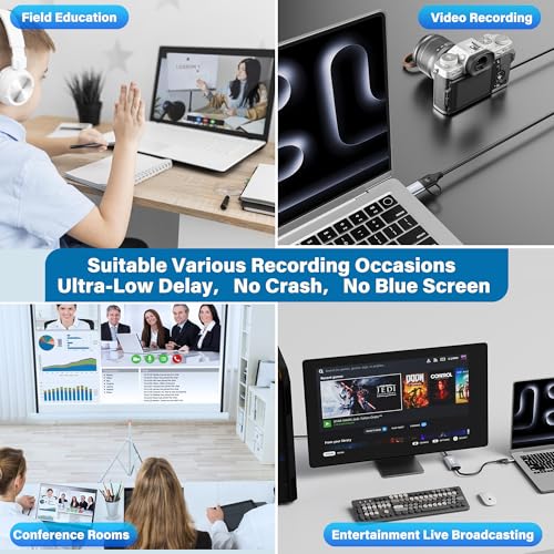 Video Capture Card for Streaming,4K HDMI to USB C Capture Card with USB A 3.0 Adapter,1080P 60FPS,Compatible with iPad Mac OS Windows, PS4/PS5, Switch2/1, Xbox, Camera, DVDs,DSLR for Broadcasting BS