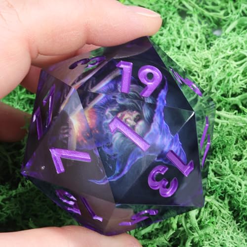 Mini Planet DND Sharp Edge Giant 50mm Dungeons and Dragons Chonk D20 Liquid Core Polyhedral RPG MTG Table Games Dice - color: Wise Witch E16
