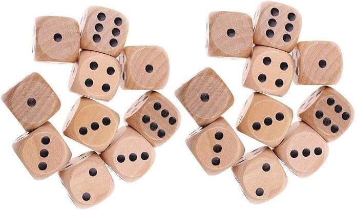 10Pcs Wooden D6 Dice Set, 20mm Round Corner, 6 Sided Gaming Dice for Adults Standard Game Dice