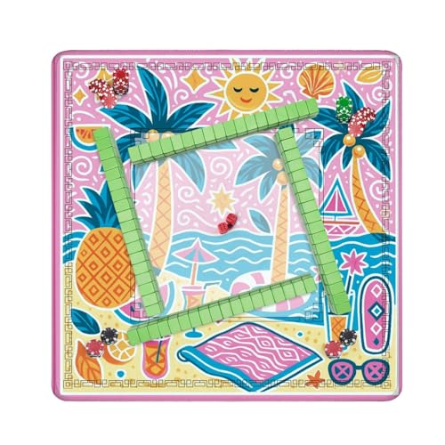 Mahjong Mat 31.5" x 31.5" Vibrant Tropical Beach Palm Trees Fruit Summer Elements Non-Slip Noise Reduction Mahjong Tiles Table Cover for Dominoes Poker Card Board and Tile Games Gift - color: Color8