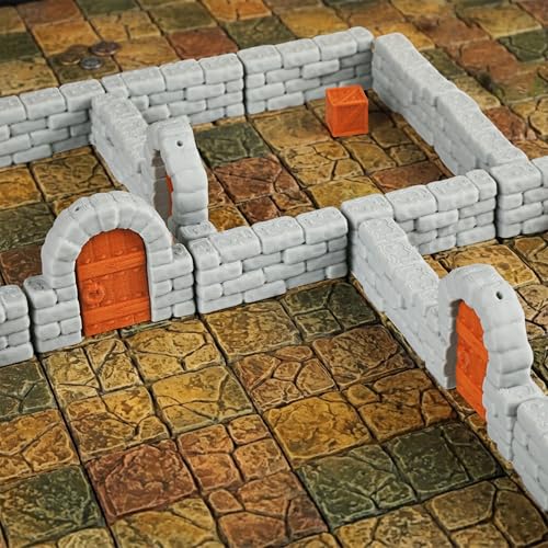 AUSPDICE Dungeon Walls, 40-Piece 28mm DND Terrain Modular System | 40 Straight Walls for Fantasy Tabletop RPGs, Wargaming, Game Masters, Christmas and Halloween Gifts, FF204-Expansion Pack 1 - color: Expansion Pack 1