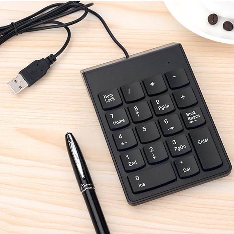 cimetech Wired Number Keypad, 18 Key USB Numeric Pad Keyboard for Laptop PC Computer Desktop Surface Pro Notebook - color: Wired-Black
