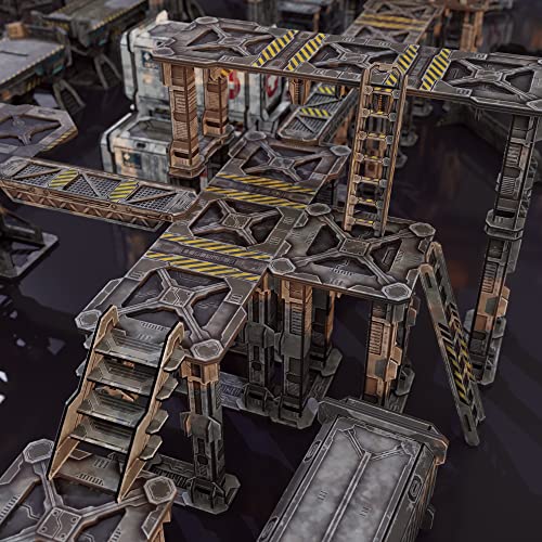 TinkerTurf Sci-Fi Terrain: Industrial Starter Set, Neutral Theme, Sturdy, Affordable, Great-Looking Full-Color Terrain, Quick and Easy to Assemble, Virtually Limitless Setups - style: Neutral
