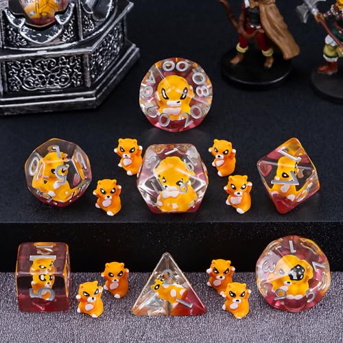 DND Resin Dice Set, Polyhedral D&D Raccoon Dice Inclusion Dice for Dungeons and Dragons MTG RPG for 15 Years and Up - color: Raccoon