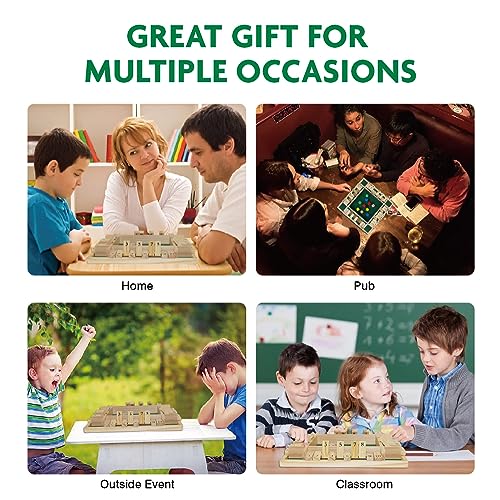 GOTHINK 1-4 Player Shut The Box Dice Game, 11.5-inch Wooden Board Table Math Game with 10 Dices - Math & Decision Skills for Adults/Kids, Perfect for Home Class Parties & Pubs - Classic Tabletop Fun - color: Original - 11.5 Inch