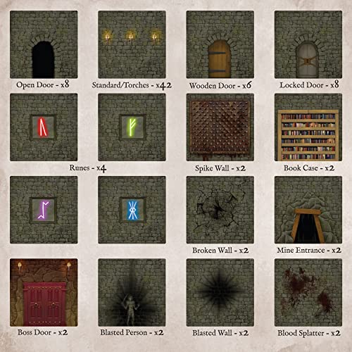 Stratagem The Master's Maze Dungeon Walls - 100 Card Tiles for 3D DND Dungeon Building - Modular Terrain 28mm Scale Accessories Tabletop RPG Scenery - Dungeons Dragons Pathfinder Castles Crusades