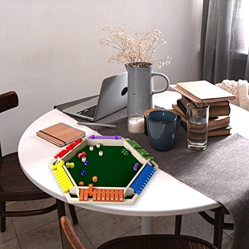 1-6 Players Shut The Box Dice Game, Wooden Board Table Math Game with 16 Dice, Classics Tabletop Version Games for Kids Adults, Family,Classroom,Home,Party or Pub - color: Multicolor