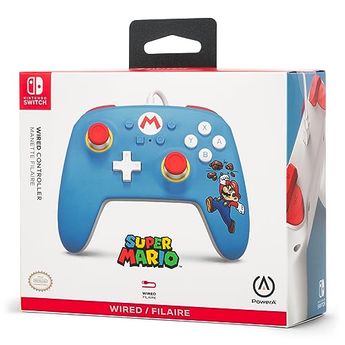 PowerA Nintendo Switch Wired Controller - Brick Breaker Mario, Mario Switch Controller, Detachable 10ft USB Cable, Plug & Play, Officially Licensed by Nintendo - color: Brick Breaker Mario