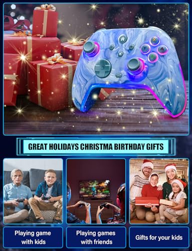 RJAD Switch Controllers Wireless for Nintendo Switch/Lite/OLED/Switch 2, 1200mAh Pro Controller, 10 Colors LED Switch Light up Gamepad, Switch Turbo Remote with Turbo/Gyro/Vibration/Motion Control - color: Light Blue