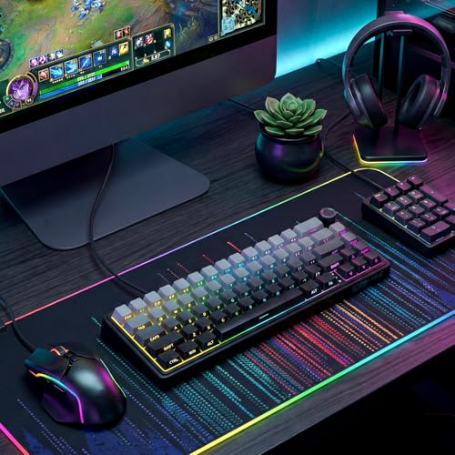 RK ROYAL KLUDGE R65 Wired Gaming Keyboard with Volume Knob, 60% Percent RGB Backlit Mechanical Keyboard, Side Printed PBT Keycaps, QMK/VIA, 66 Keys Hot Swappable Beige Switch, Gradient Black - color: Gradient Black