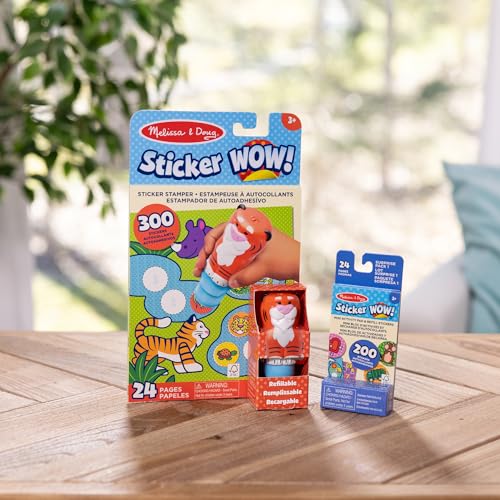 Melissa & Doug Sticker Wow!™ Tiger Bundle: 24-Page Activity Book, Refillable Sticker Stamper, Mini Pad, 500 Stickers, Arts and Crafts for Kids Ages 3+ - color: Tiger, size: Bundle