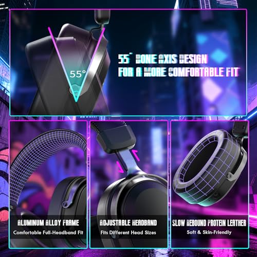 ATTACK SHARK L30Pro Wireless Gaming Headset with 2.4Ghz/BT/Wired, Long Battery Life with Detachable Microphone 7.1 Surround Sound Ultra-Low Latency for PC/PS5/Xbox/Switch/Mobile Black - color: Black