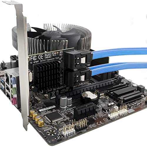 SATA Card PCIE 3.0, 4 Port with 4 Cables, Controller Expansion Card with Low Profile Bracket, Non-Raid, Boot as System Disk, Support 4 SATA 3.0 Devices