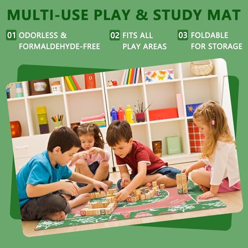Mahjong Mat with Carrying Bag and 3 Dice, 31.5" X 31.5" Noise Reduction Mahjong Table Cover, Non Slip Gaming Mat for Board Tile Games Poker Card Dominoes, Mahjong Gifts for Women Mahjong Accessories - color: A01