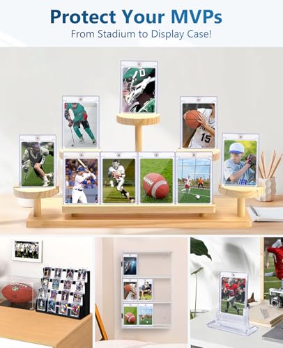 50ct Magnetic Card Holders: 35pt One Touch Card Holder for Trading Cards, U-V Protection Hard Cards Sleeves Case for Sports Game, Football, Baseball - size: 50 Pack